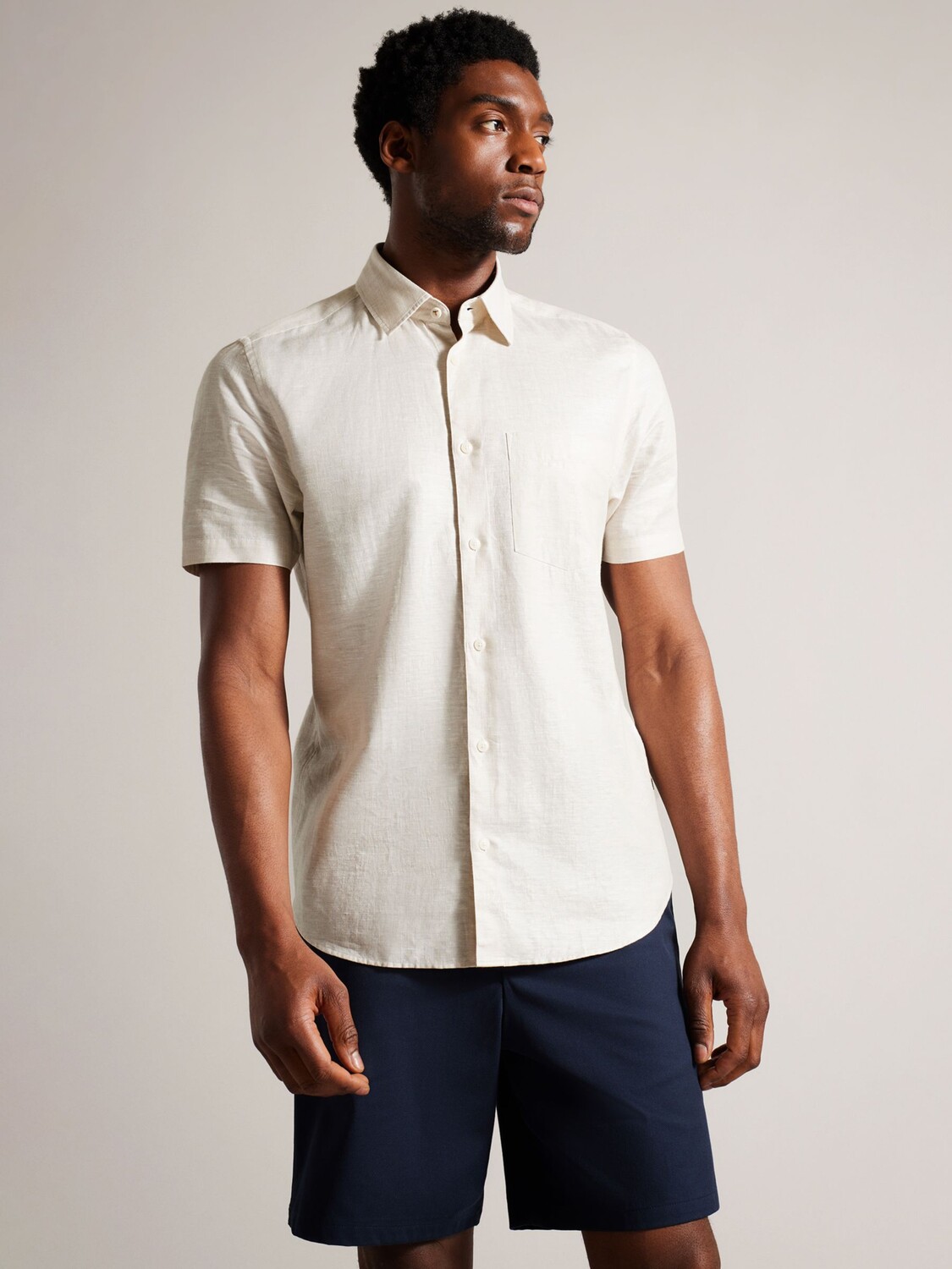 

Льняная рубашка Ted Baker Kingfrd, камень