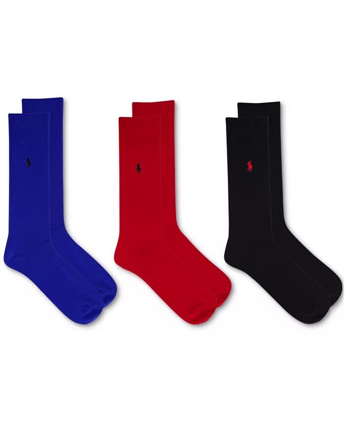 

Мужские 3-комп. Однотонные хлопковые классические носки Polo Ralph Lauren, красный