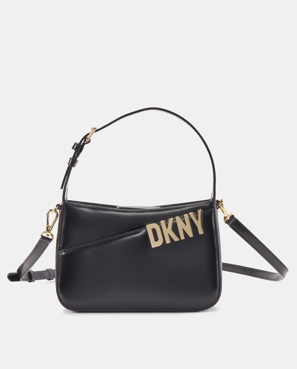 

Маленькая черная кожаная сумочка со съемным ремнем через плечо DKNY, черный