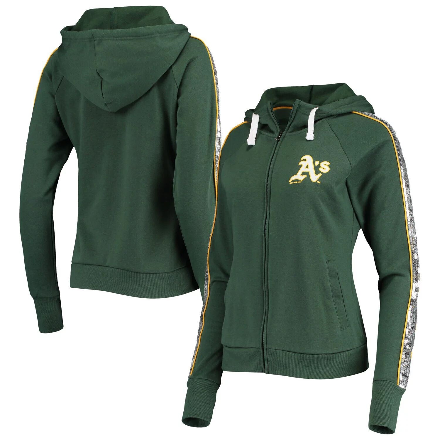 

Женская толстовка с молнией во всю длину реглан G-III 4Her от Carl Banks Green Oakland Athletics Game Changer G-III