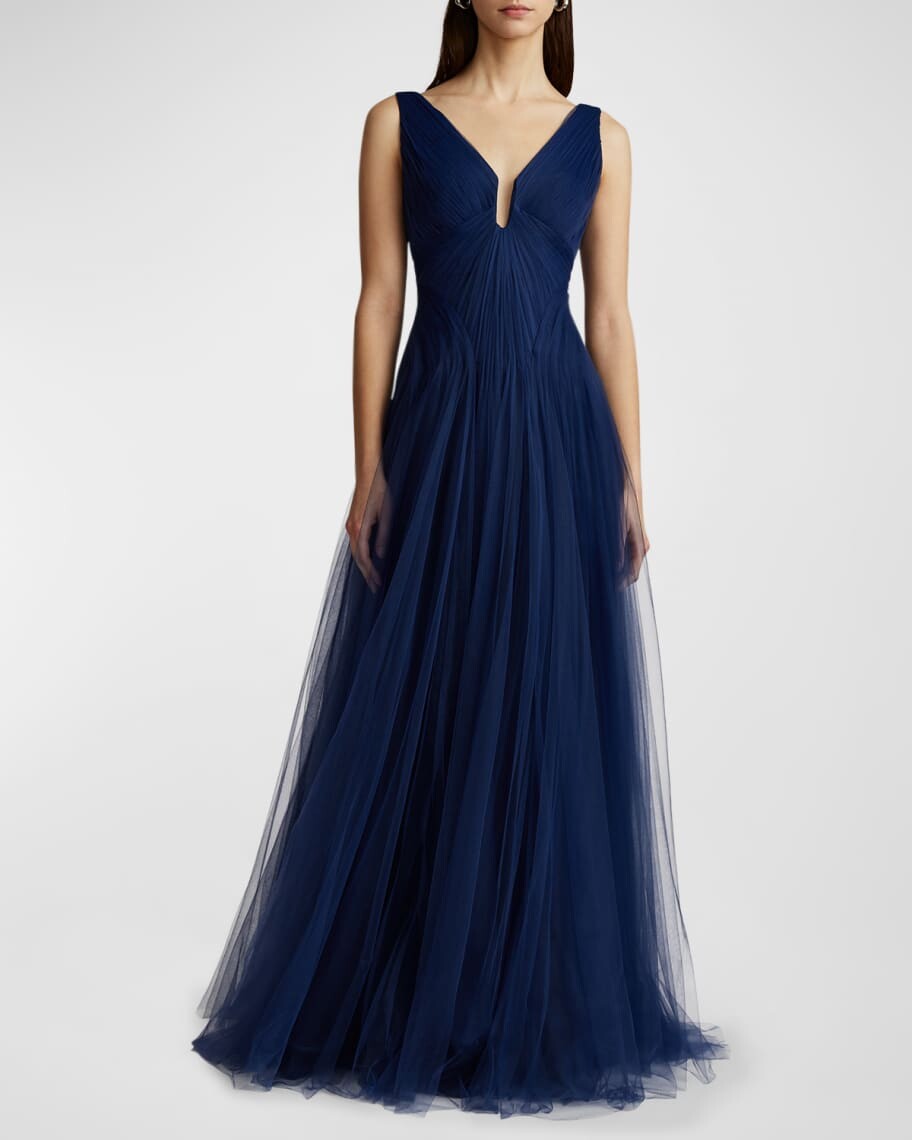 

Плиссированное платье из тюля Zac Posen