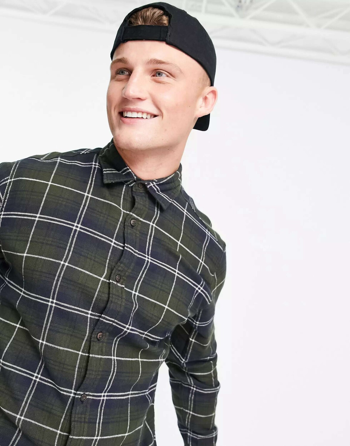 

Фланелевая рубашка в клетку Jack & Jones Originals цвета хаки