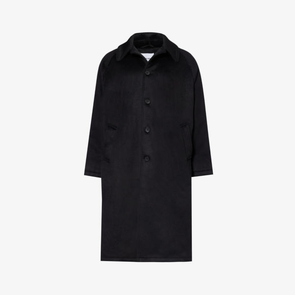 Пальто из смесовой шерсти с боковыми карманами и воротником-стойкой Mki Miyuki-Zoku, черный