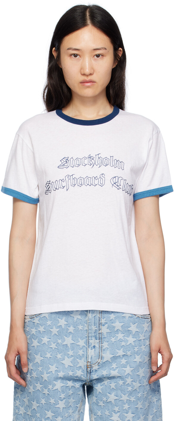 

Белая футболка с вышивкой Stockholm (Surfboard) Club