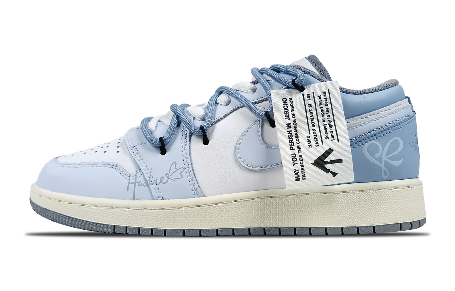

Кроссовки Air Jordan 1 Vintage Basketball Shoes Women's Low-top Blue/White, синий