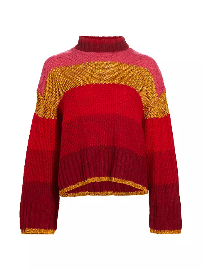 цена Полосатый вязаный свитер Farm Rio, мультиколор