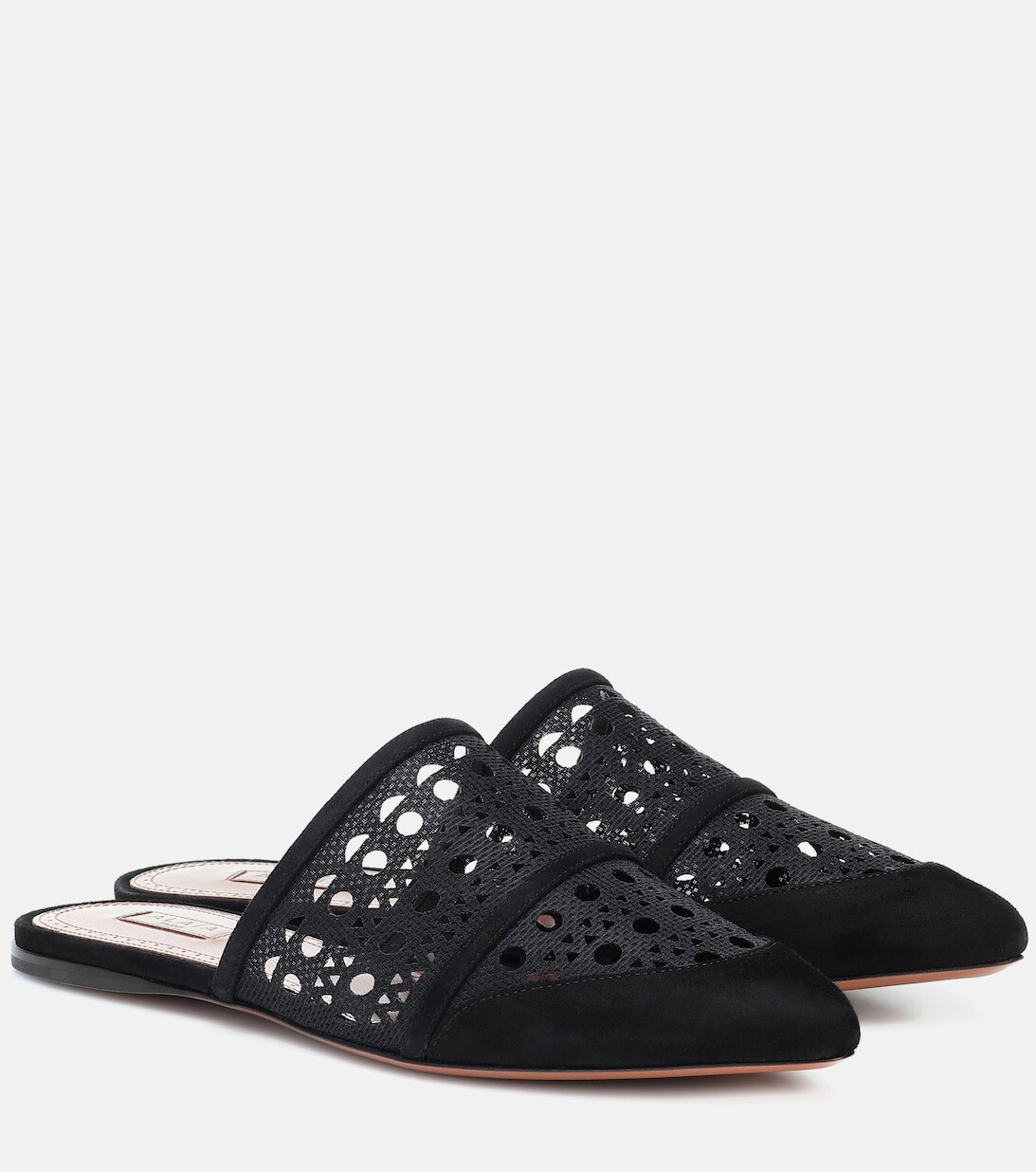 

Тапочки из сетки и замши с лазерной резкой Alaïa, черный