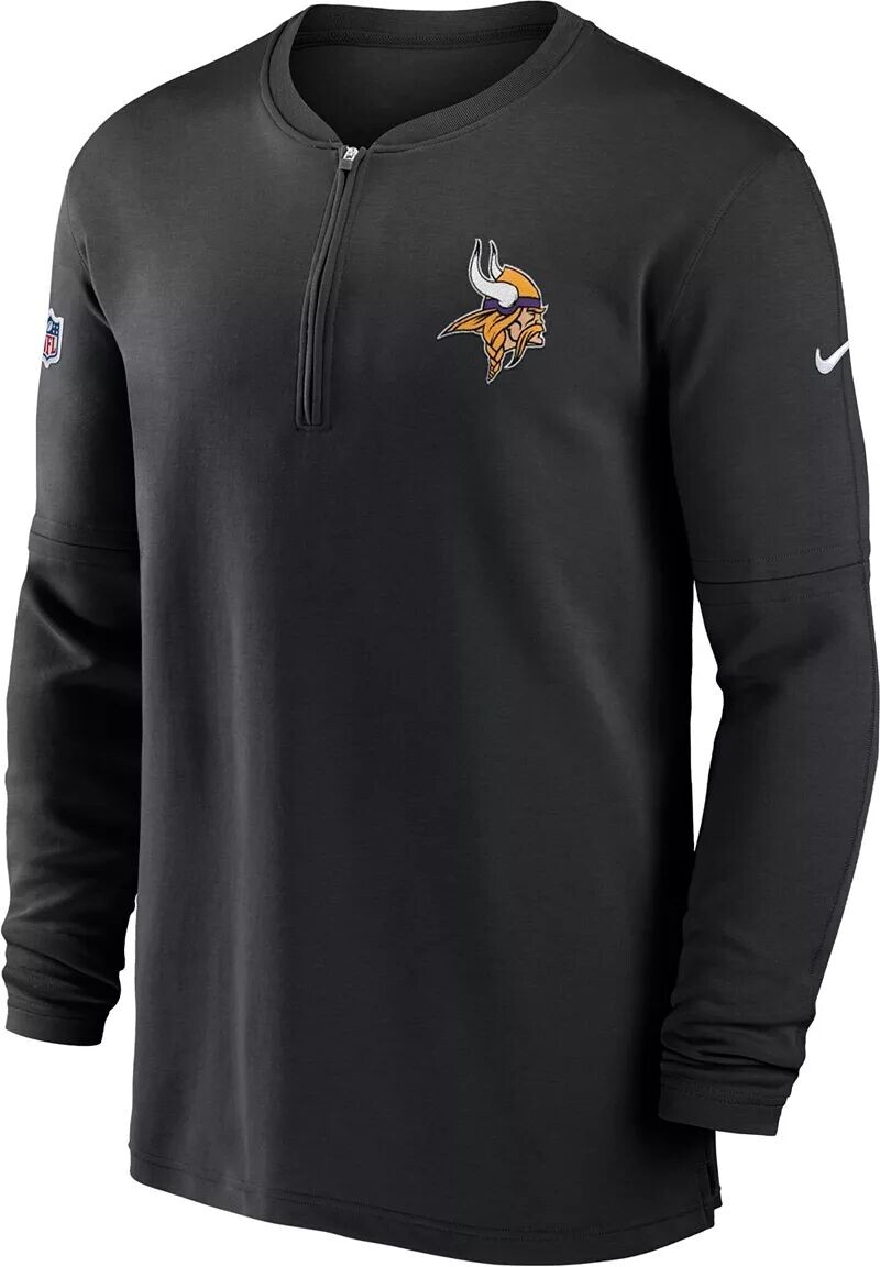 

Мужская черная футболка с длинными рукавами и полумолнией сбоку Nike Minnesota Vikings Sideline