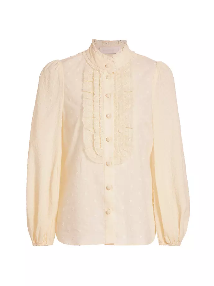 

Хлопковая блузка August в швейцарский горошек Zimmermann, цвет cream