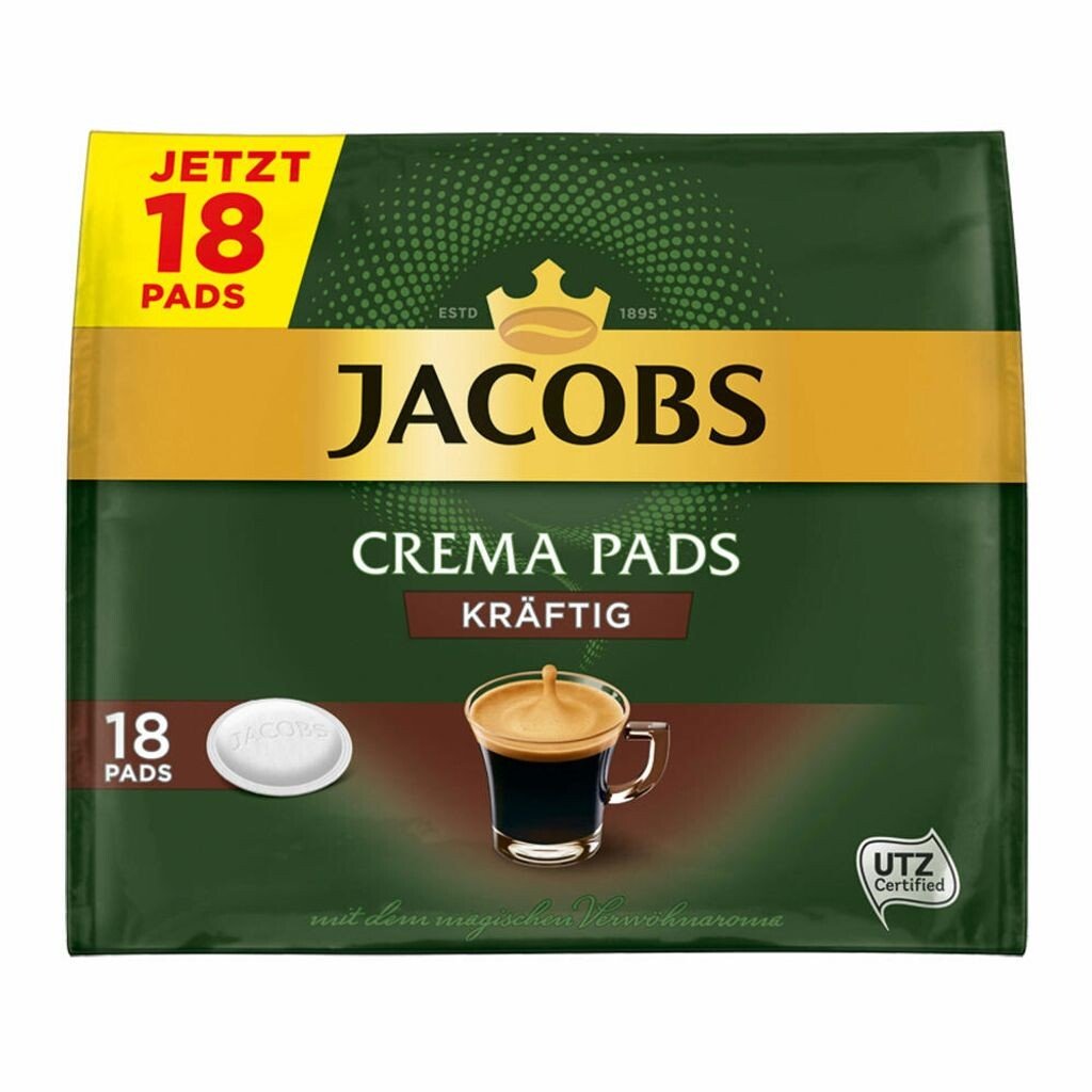 

Jacobs Crema Pads Strong | 18 кофейных капсул, совместимых с Senseo, 118 г