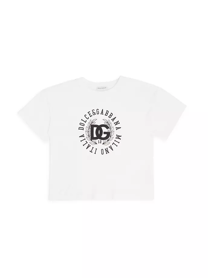 

Хлопковая футболка с логотипом Little Boy's & Boy's Dolce&Gabbana, белый
