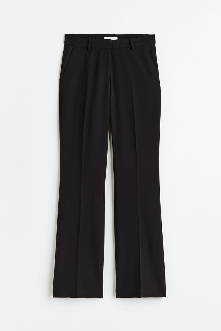 Расклешенные брюки из твила H&M, черный расклешенные брюки из твила с заниженной талией h