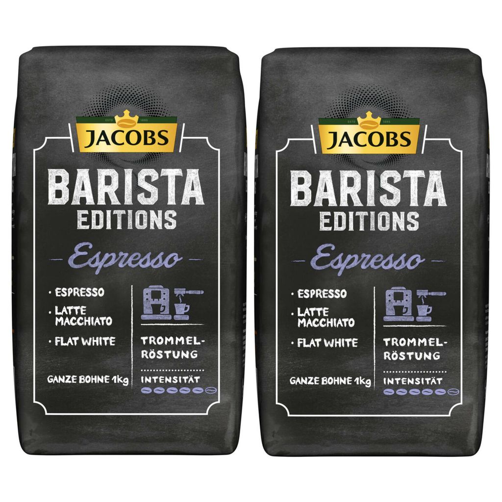 

Кофе в зернах JACOBS Barista Editions Espresso 2 х 1 кг обжаренных зерен эспрессо + 1 чашка Jacobs Barista