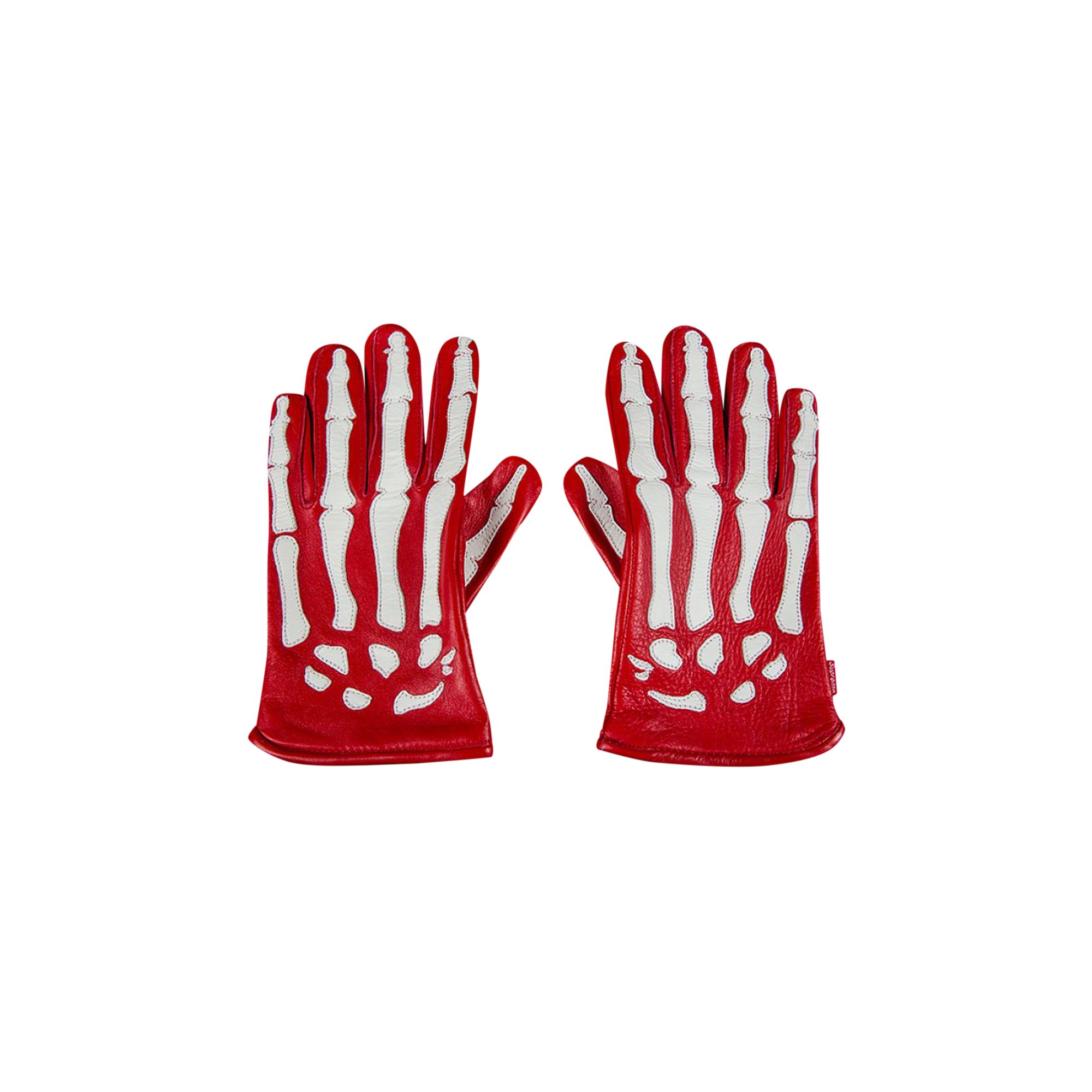 Кожаные рентгеновские перчатки Supreme x Vanson, красные