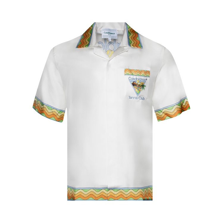 Рубашка Casablanca Cuban Collar Short-Sleeve 'Afro Cubism Tennis Club', белый рубашка casablanca cuban collar short sleeve heart monogram gradient разноцветный