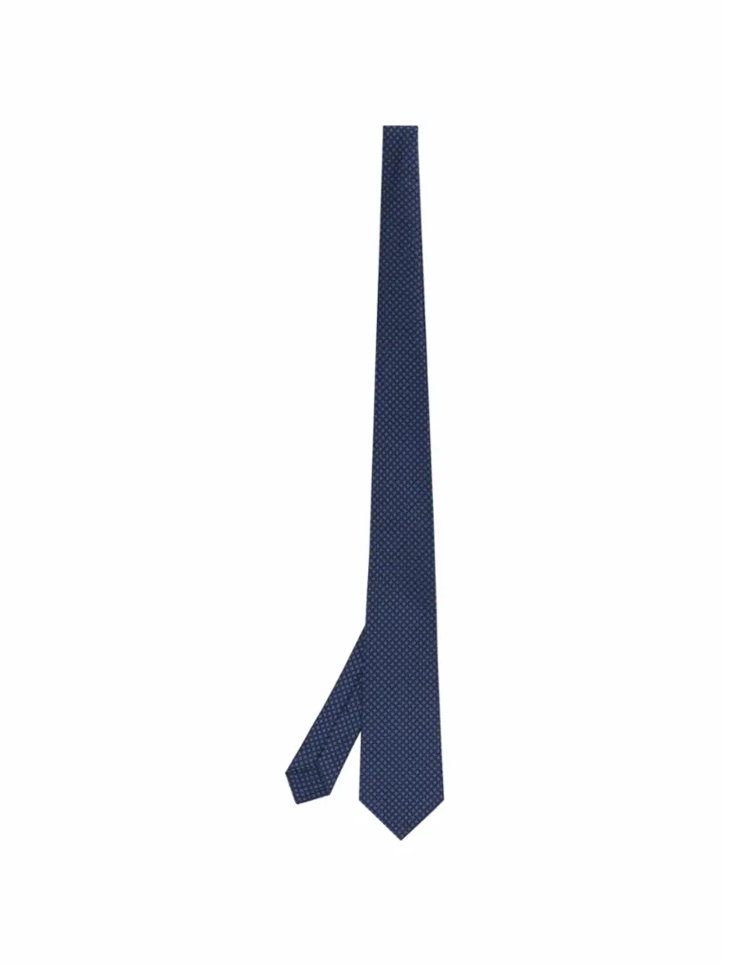 

Шелковый галстук с узором Kiton, тёмно-синий