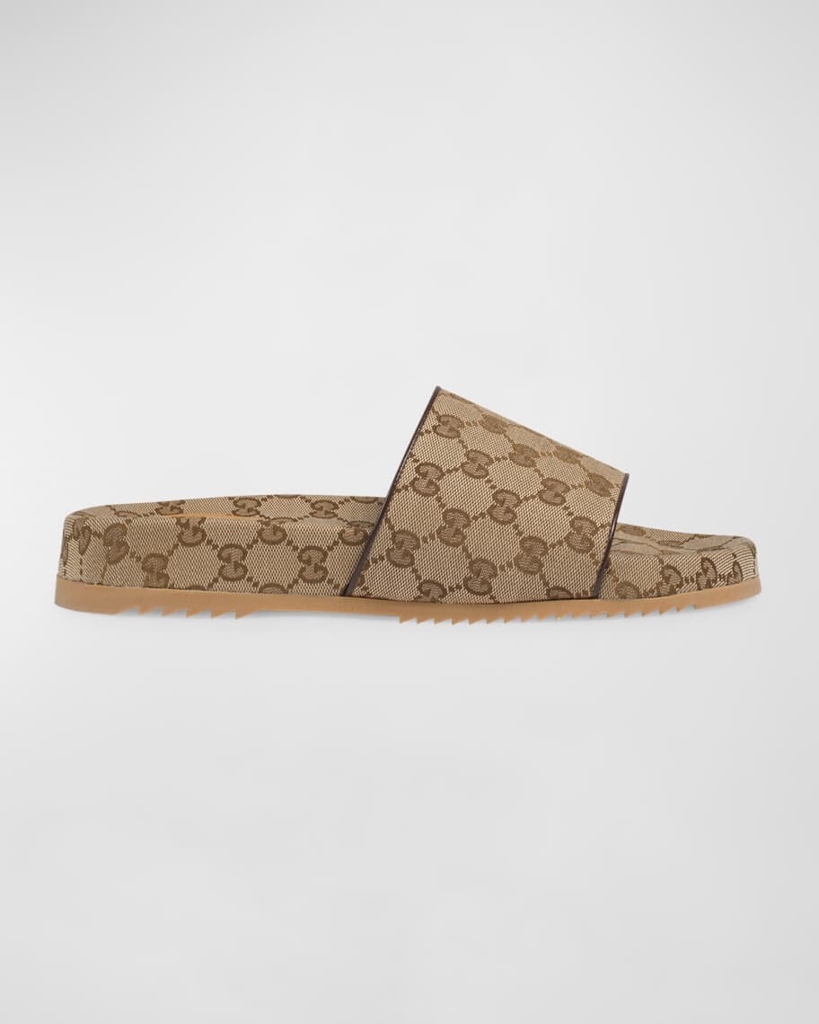 

Мужские шлепанцы из парусины с узором GG Gucci