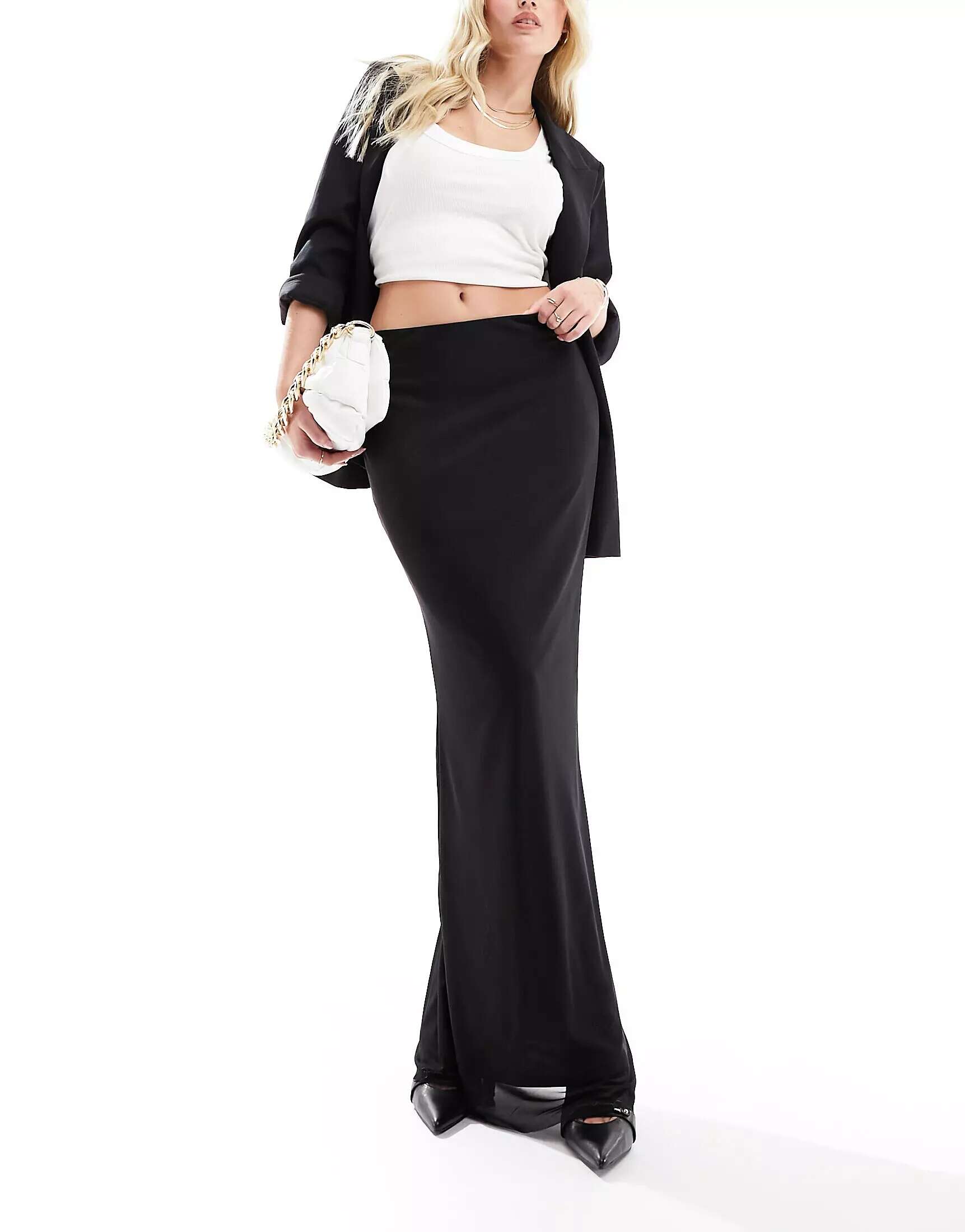 Черная сетчатая макси-юбка Vero Moda черно белая трикотажная юбка макси vero moda с кружевным принтом