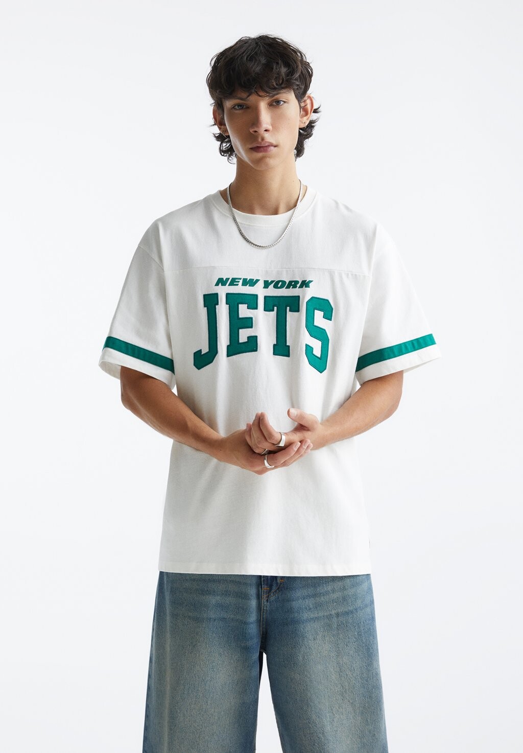 

Футболка с принтом Nfl New York Jets PULL&BEAR, белый