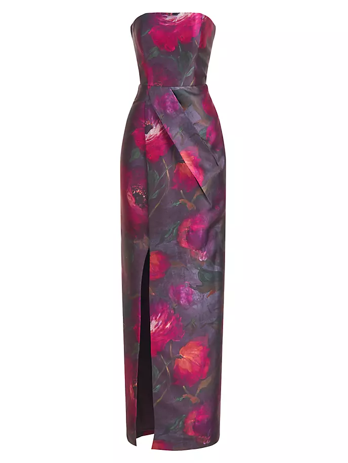 Платье-колонна без бретелек с цветочным принтом Lucienne Kay Unger, цвет aubergine brellend kay stray angel