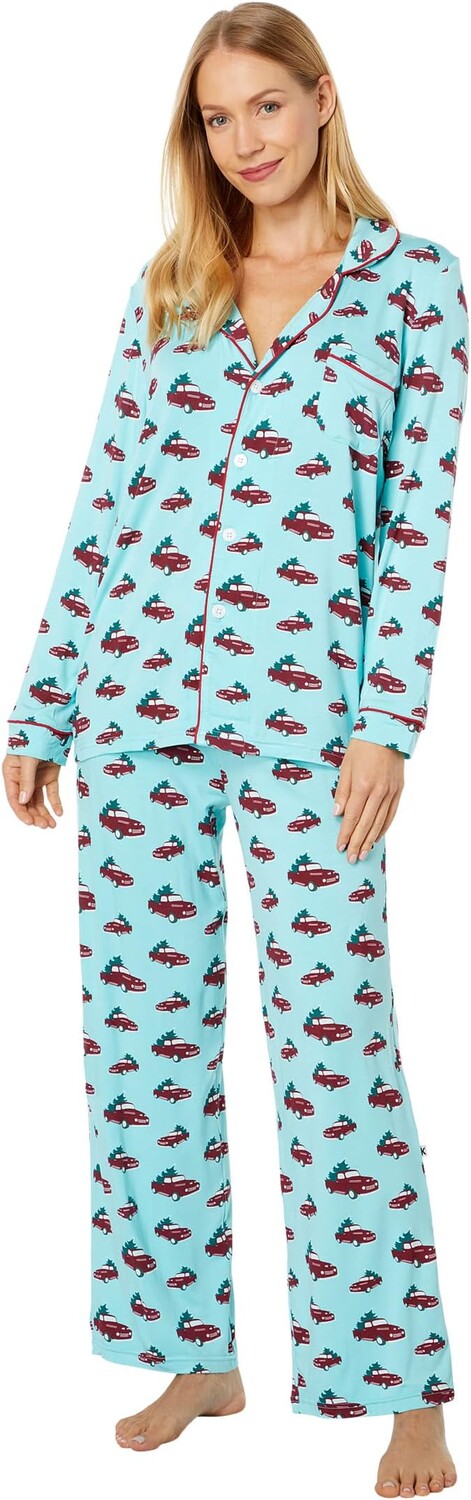 

Пижамный комплект с воротником Kickee Pants, цвет Iceberg Trucks/Trees