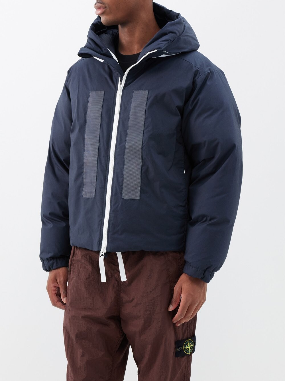 

Пуховик marina с капюшоном и парусиной Stone Island, синий