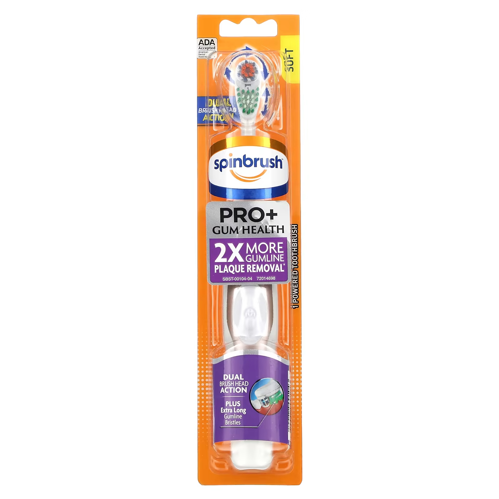 сменная головка щетки для чувствительного очищения Зубная щетка Spinbrush Pro + Gum Health Powered Soft
