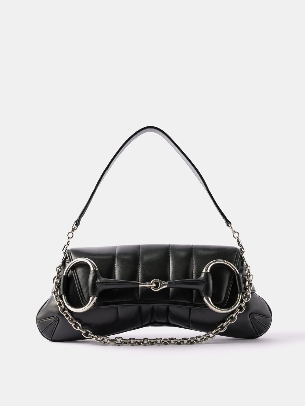 

Кожаная сумка через плечо horsebit Gucci, черный