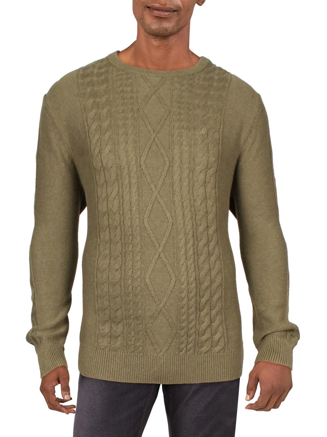 

Мужской хлопковый свитер с круглым вырезом в рубчик Nautica, цвет Hillside Olive Heather