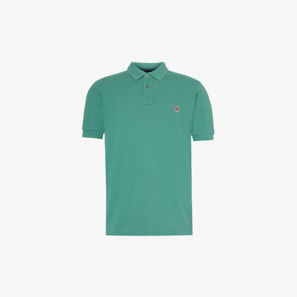 Хлопковая рубашка-поло стандартного кроя с вышивкой зебры Ps By Paul Smith, зеленый