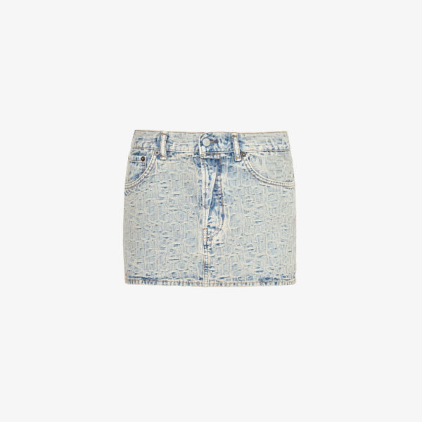 

Джинсовая мини-юбка Macaria с фирменным принтом Acne Studios, синий