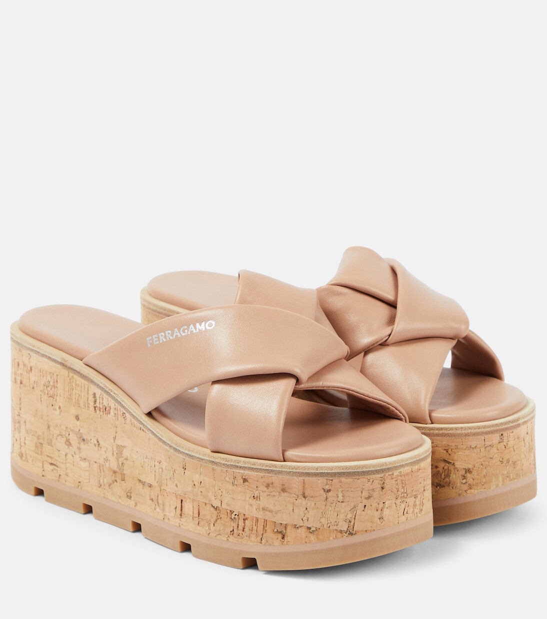 

Кожаные мюли engracia на танкетке Ferragamo, розовый