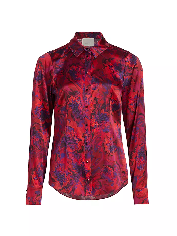 

Шелковый топ Petra Marbled Peonies Cinq À Sept, мультиколор