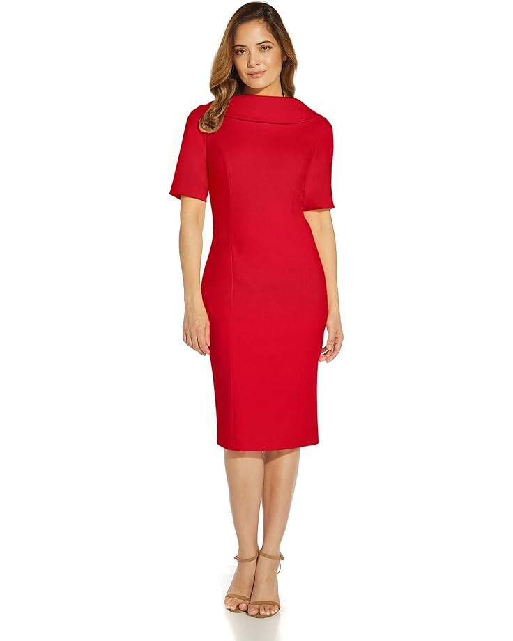 

Платье Adrianna Papell Roll Neck Sheath Collar w/ V-Back, красный