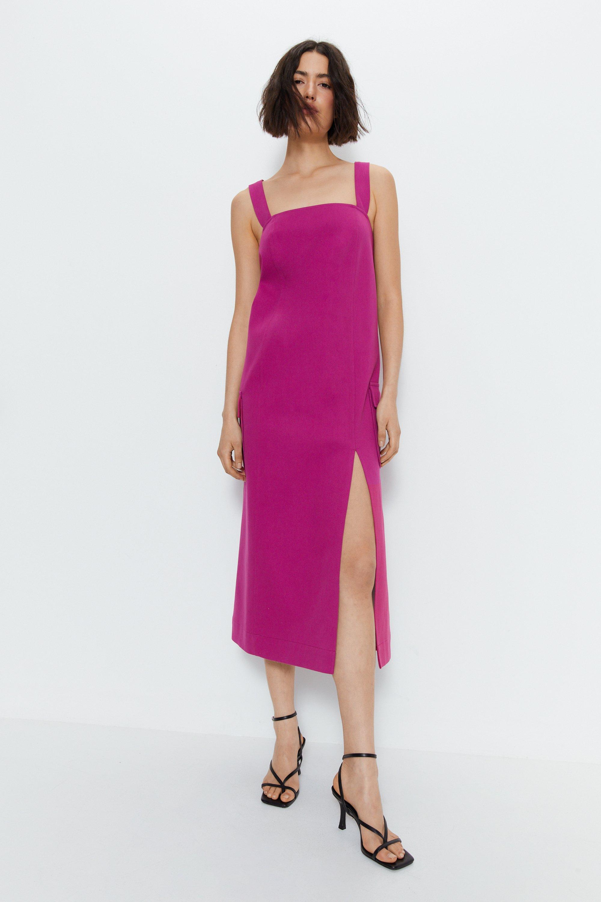 Индивидуальное платье миди премиум-класса в стиле карго Warehouse, розовый