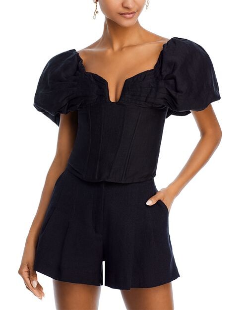 

Корсетный топ с короткими рукавами Samantha Cult Gaia, цвет Black