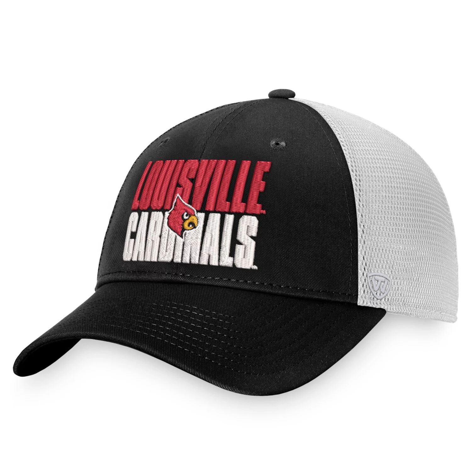 

Мужская черно-белая кепка Top of the World Louisville Cardinals Stockpile Trucker Snapback