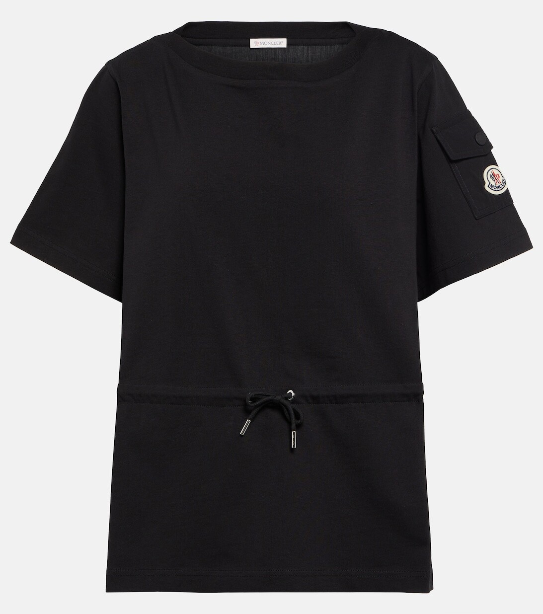 

Хлопковая футболка с кулиской MONCLER, черный
