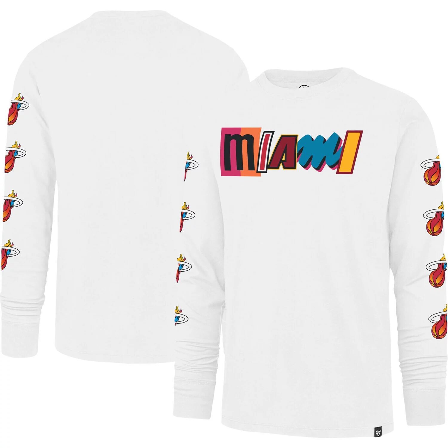 

Мужская белая футболка с длинным рукавом '47 Miami Heat City Edition Downtown Franklin, Белый