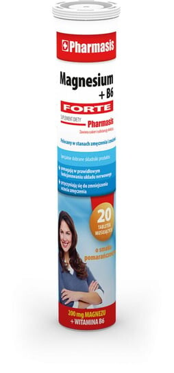 

Pharmasis, Magnesium + B6 Forte, пищевая добавка, со вкусом апельсина, 20 шипучих таблеток