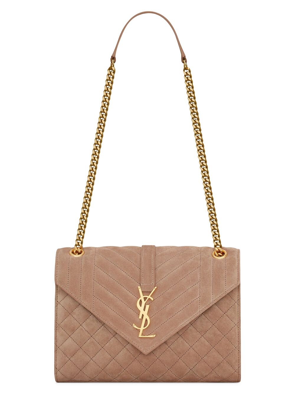 

Сумка Envelope среднего размера с цепочкой из замши Mix Matelass Saint Laurent, песочный