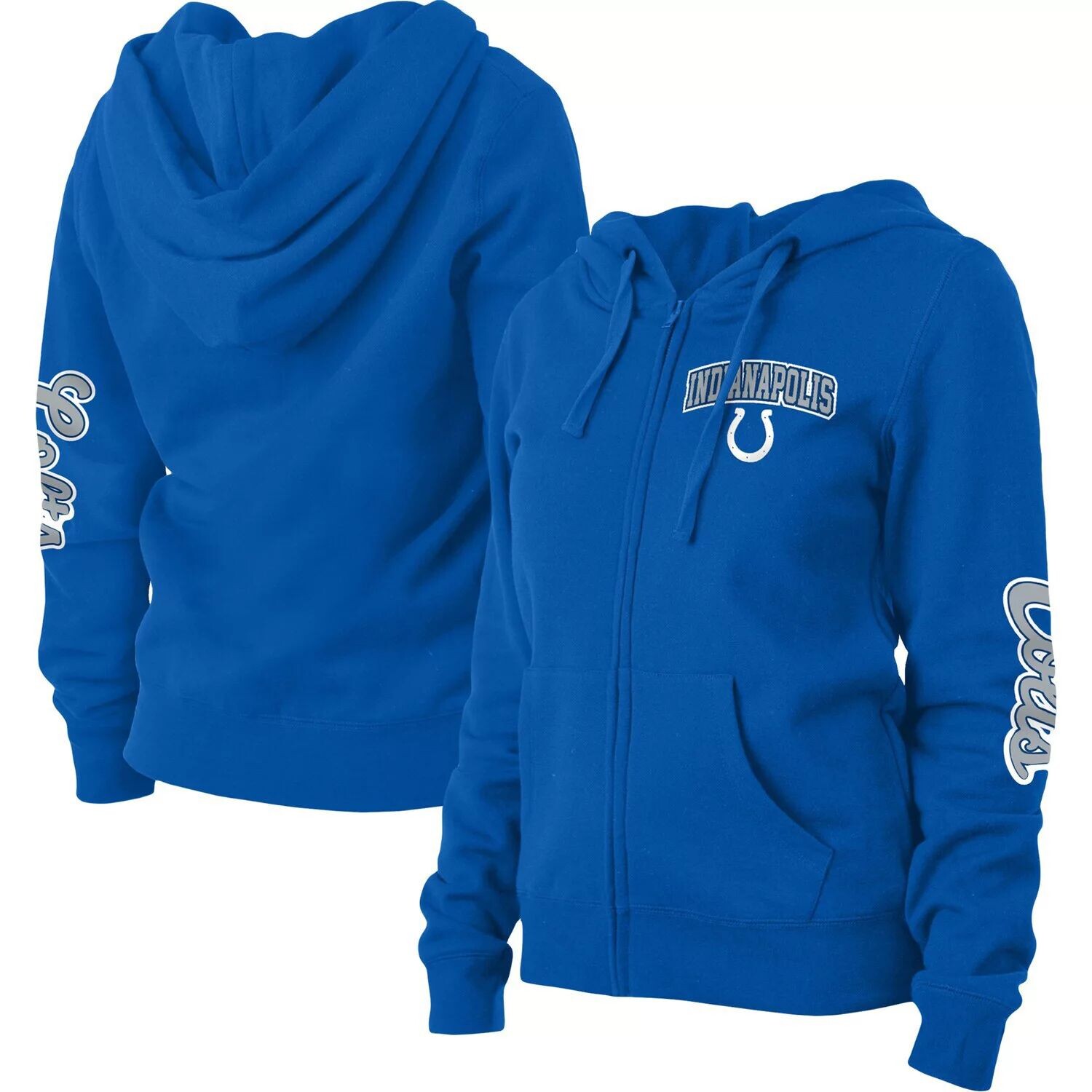 

Женская флисовая толстовка с молнией во всю длину New Era Royal Indianapolis Colts Playmaker New Era