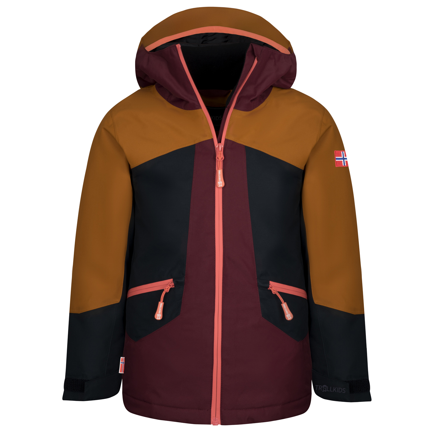 Зимняя куртка Trollkids Girl's Rauland, цвет Caramel/Redwood/Black/Salmon