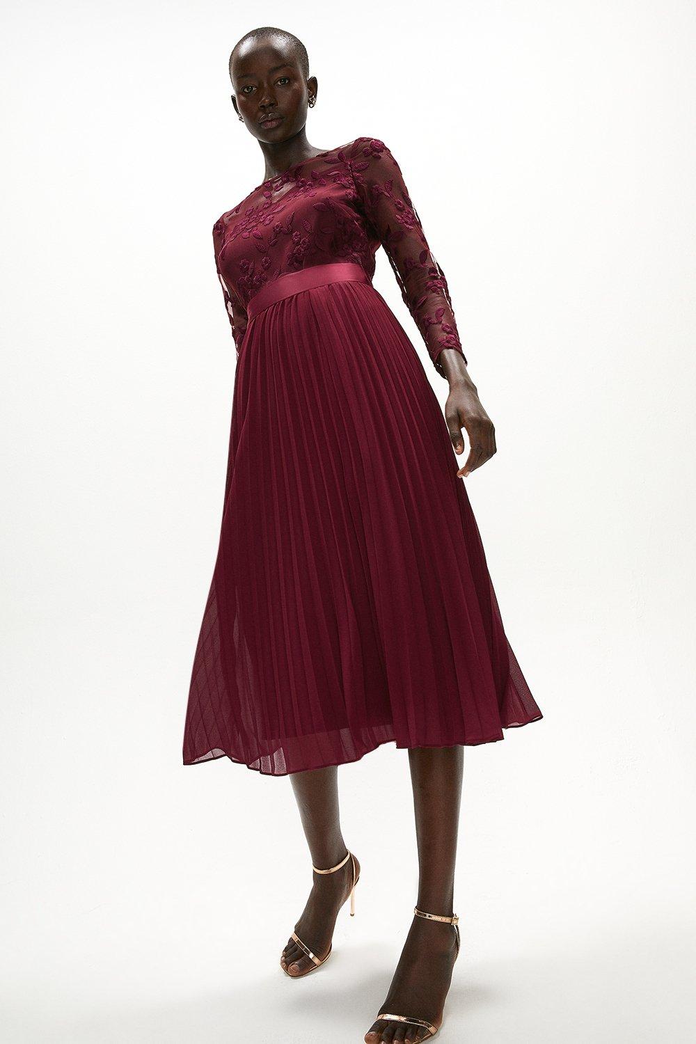 Платье миди с длинными рукавами и вышивкой Coast, фиолетовый