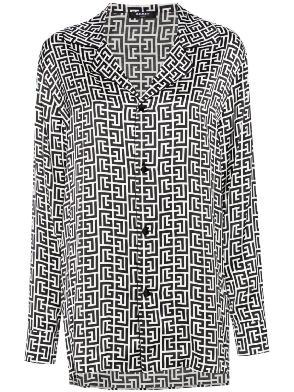 

Balmain атласная рубашка с монограммой, белый