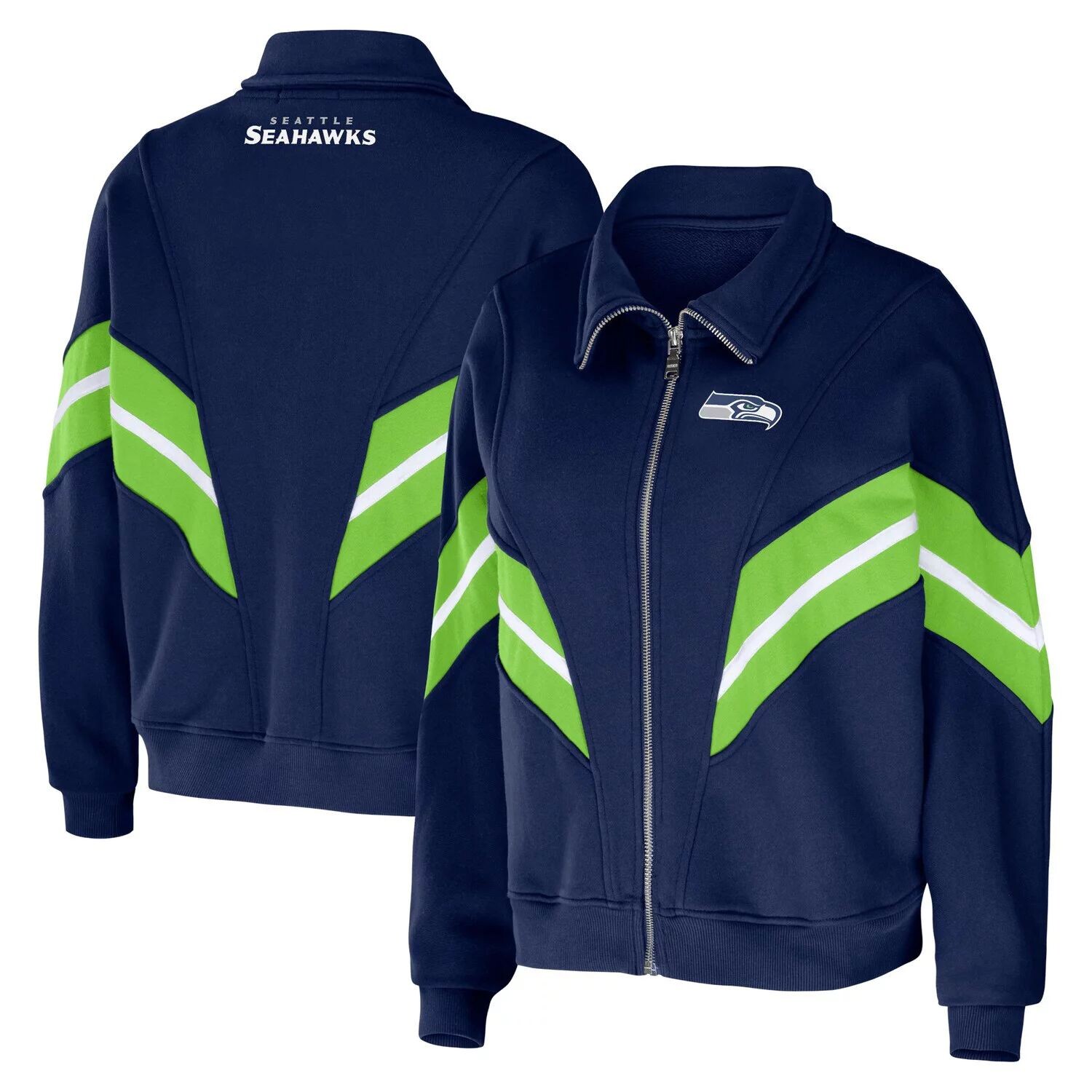 

Женская куртка Erin Andrews College Seattle Seahawks Yarn Dye Stripe с молнией во всю длину