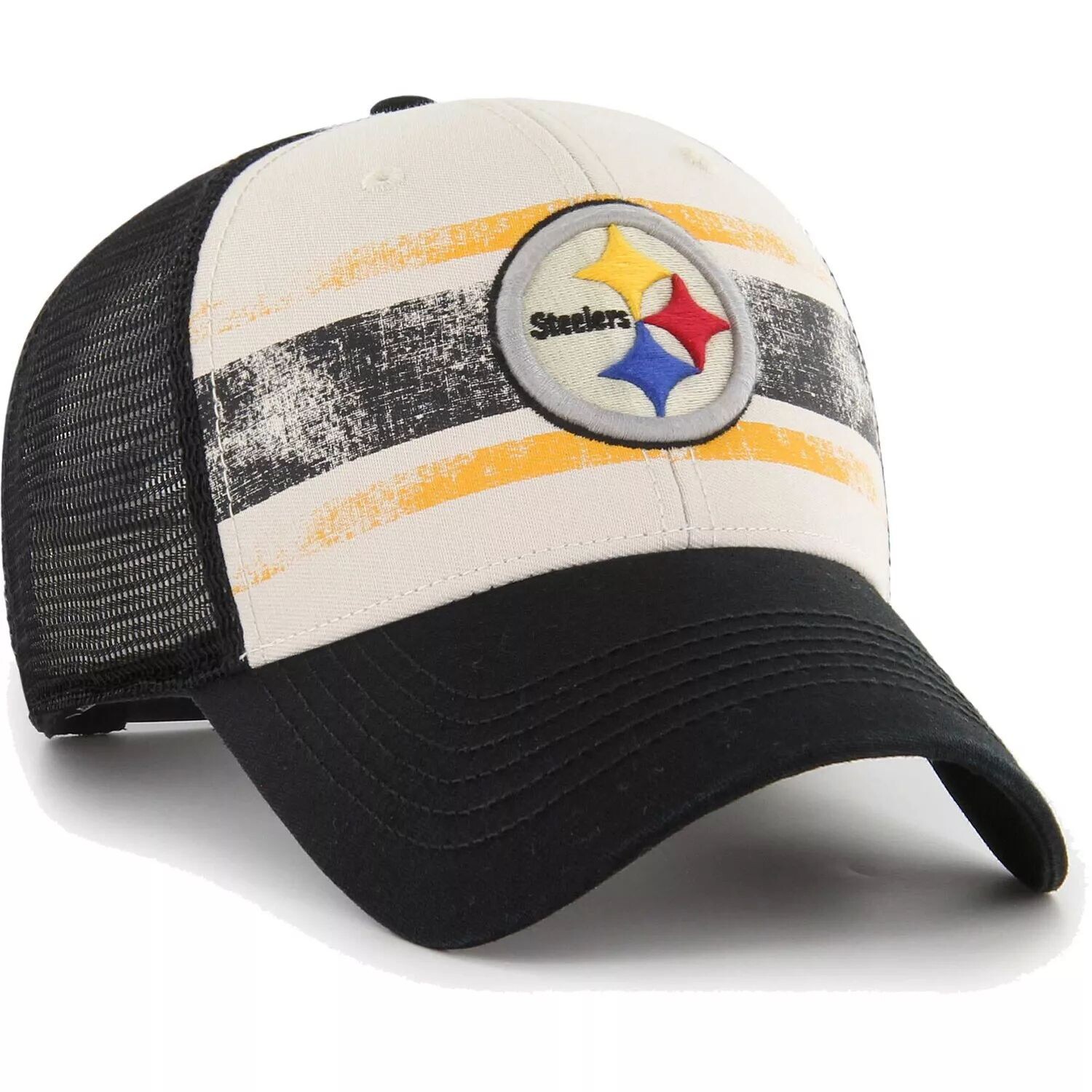 

Мужская кремовая регулируемая кепка Pittsburgh Steelers Breakout MVP Trucker '47
