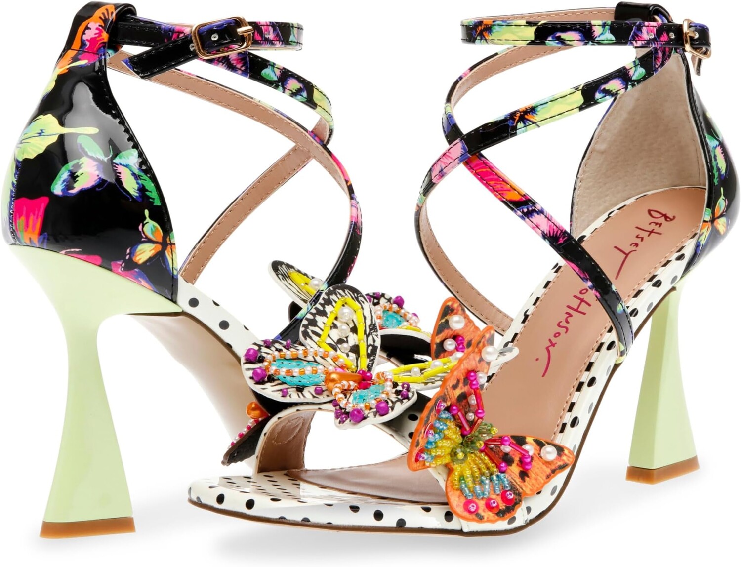 

Босоножки Trudie Heeled Sandals Blue by Betsey Johnson, цвет Black Butterfly