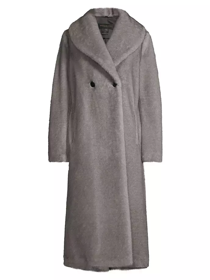 

Двубортное пальто из искусственного меха Donna Karan New York, серый
