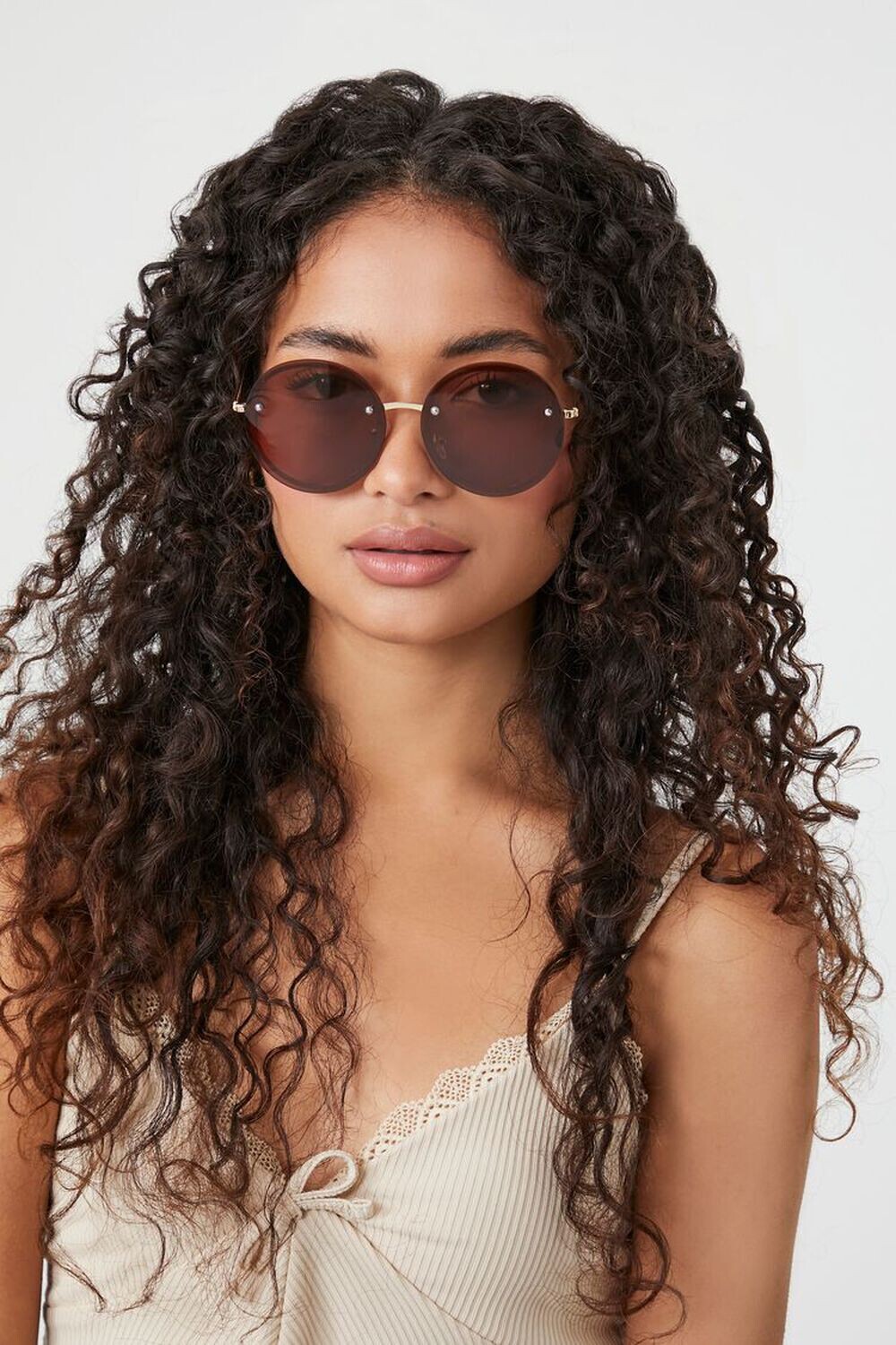

Круглые солнцезащитные очки без оправы Forever 21, золотой